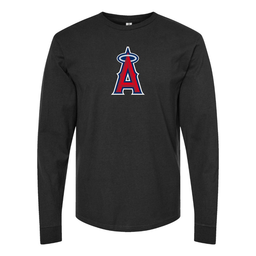 Men's Los Angeles Angels Long sleeves Cotton Blend T-Shirt - Black