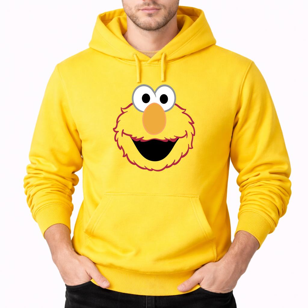 Men's Elmo Face Pullover Hoodie - Yellow