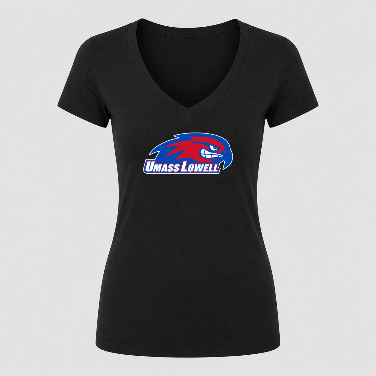 Women's UMass Lowell River Hawks V Neck T-Shirt in black