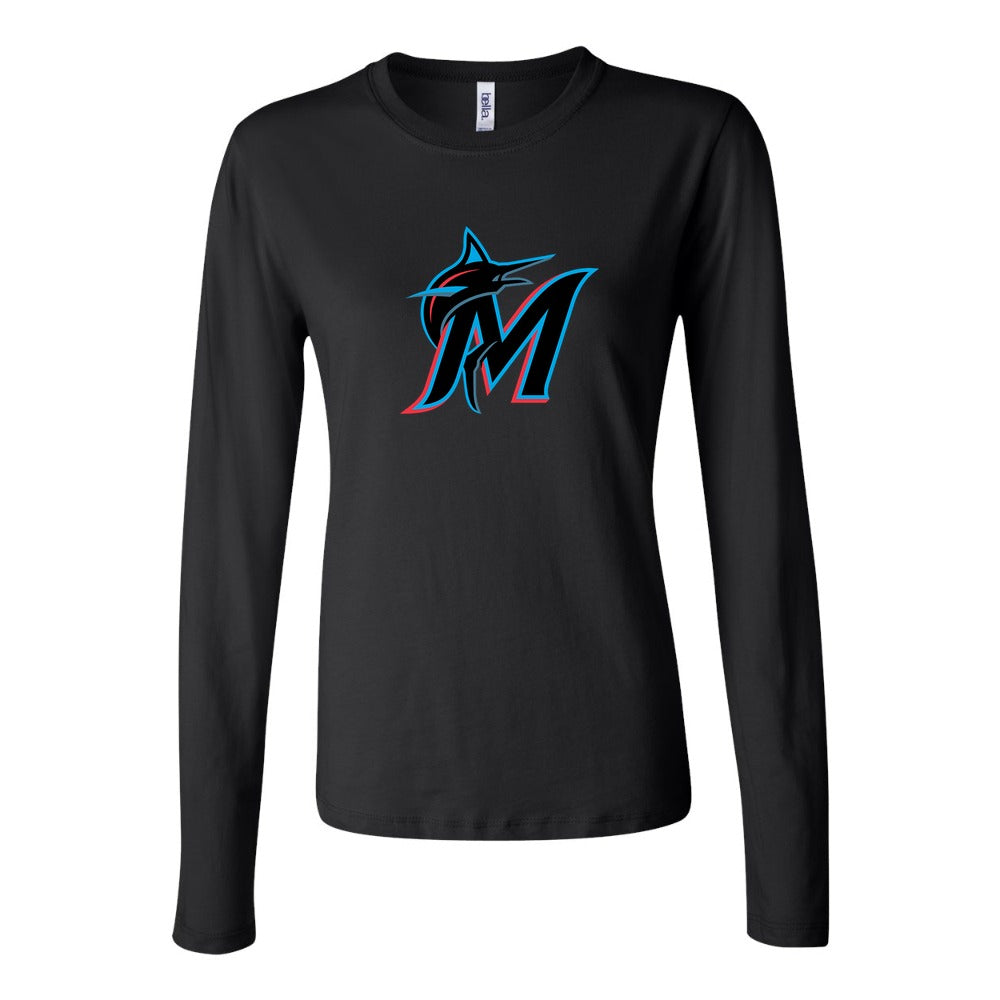 Women's Miami Marlins Long Sleeve T-Shirt - Black