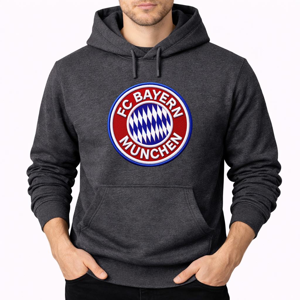 Men's FC Bayern Munich Soccer Embroidery Pullover Hoodie - Charcoal