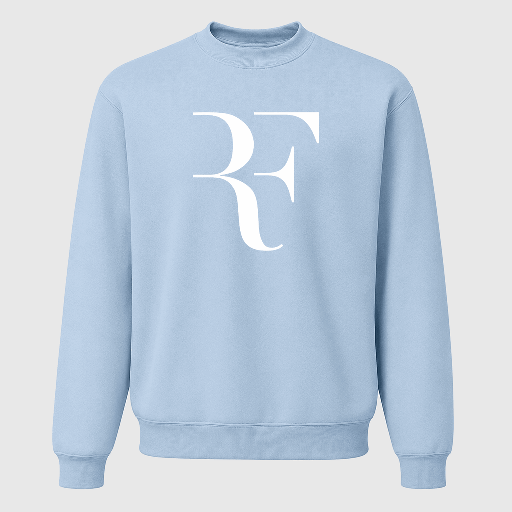Men's Roger Federer White Logo Crewneck Sweatshirt - Sky Blue