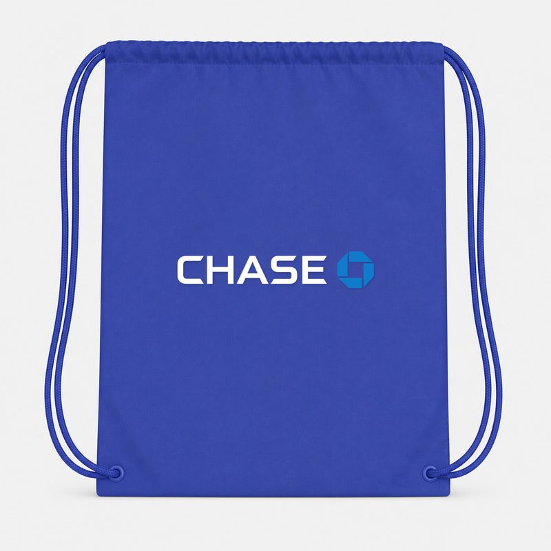 Chase White Drawstring Bag - Blue