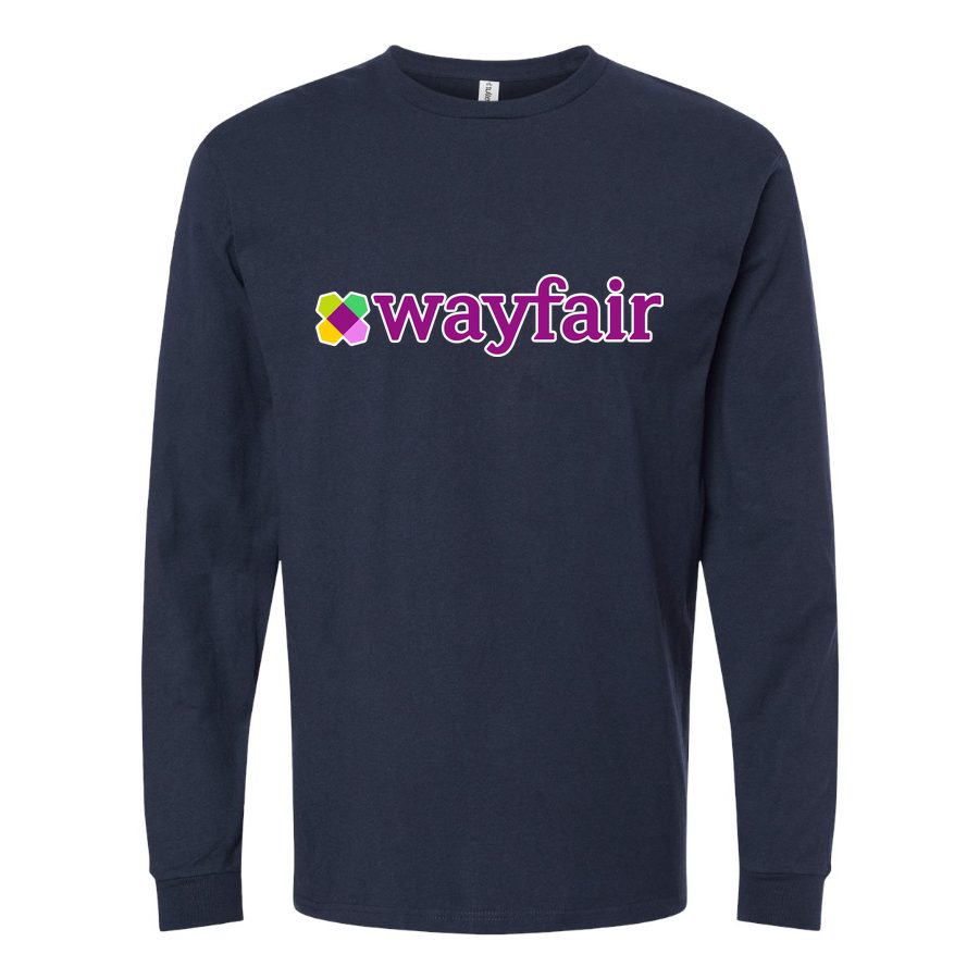 Men's Wayfair Logo Long sleeves Cotton Blend T-Shirt - Navy