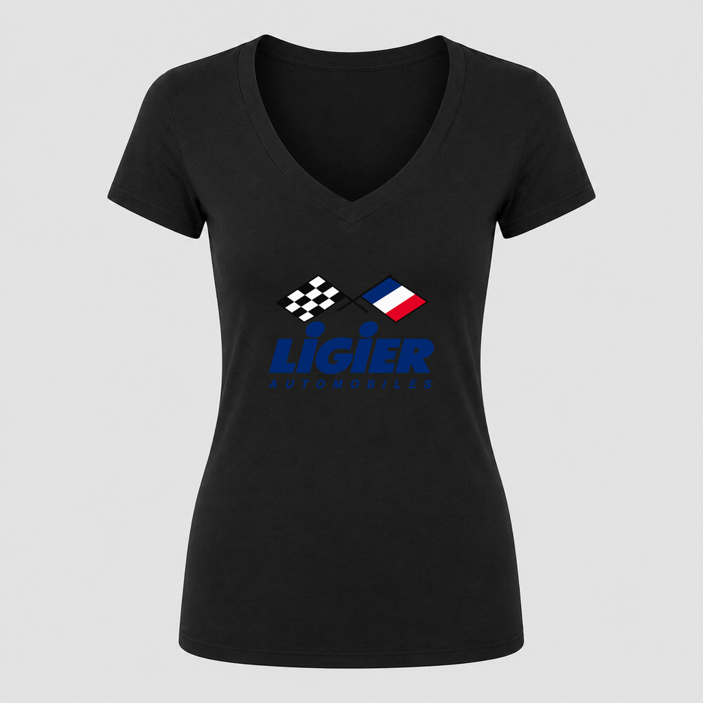 Women's Ligier Automobiles V Neck T-Shirt in black