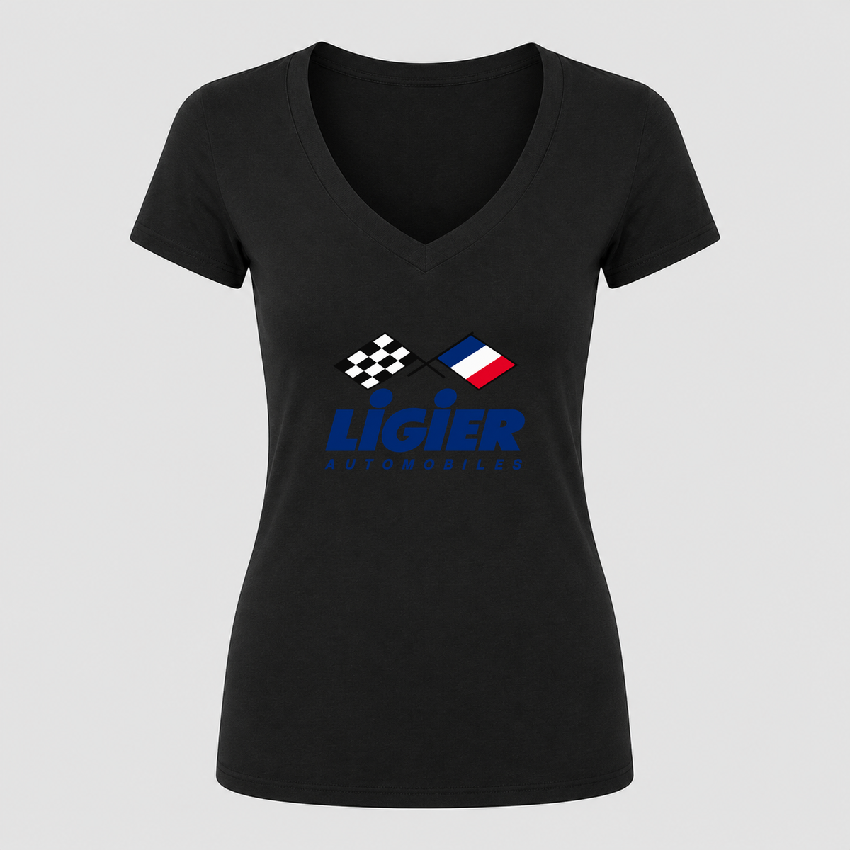 Women's Ligier Automobiles V Neck T-Shirt in black