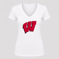 Women's Wisconsin Badgers V Neck T-Shirt in white