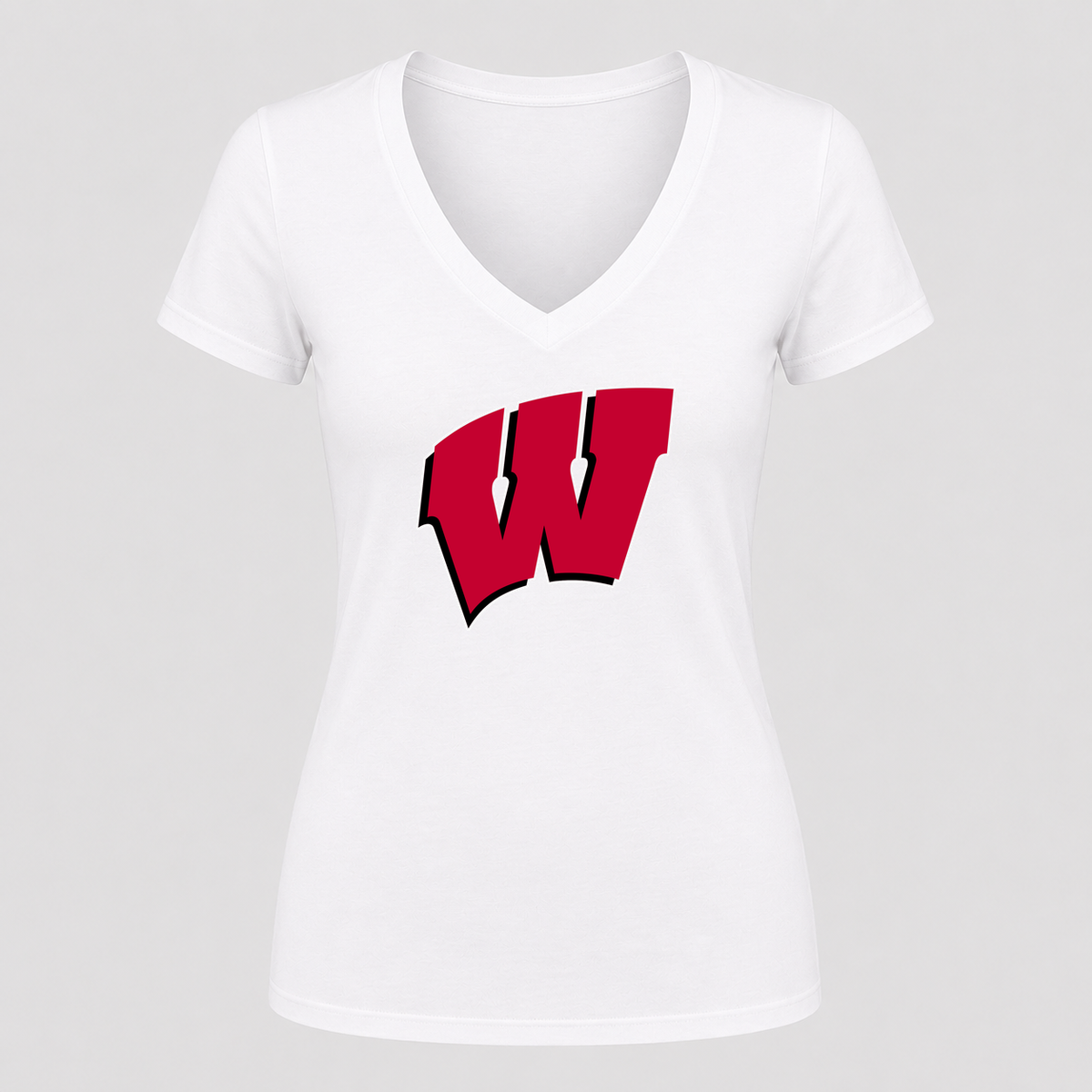 Women's Wisconsin Badgers V Neck T-Shirt in white