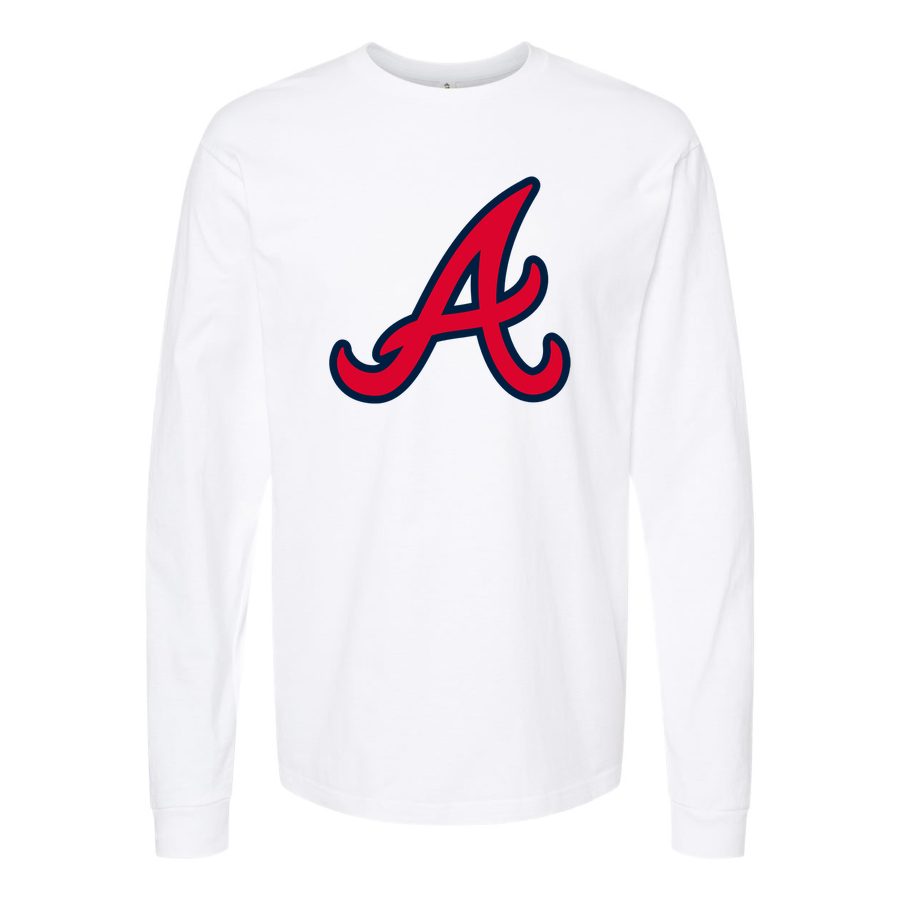 Men's Atlanta Braves Long sleeves Cotton Blend T-Shirt - White