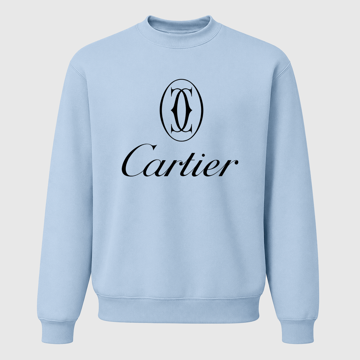 Men's Cartier Black Logo Crewneck Sweatshirt - Sky Blue