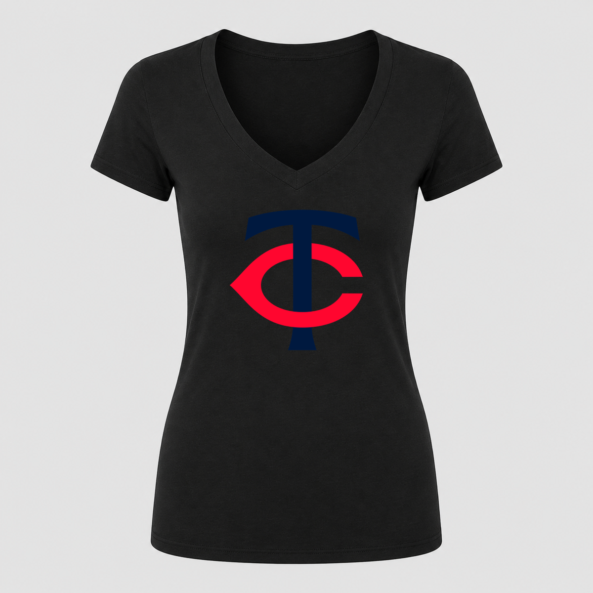 Women's Minnesota Twins V Neck T-Shirt in black
