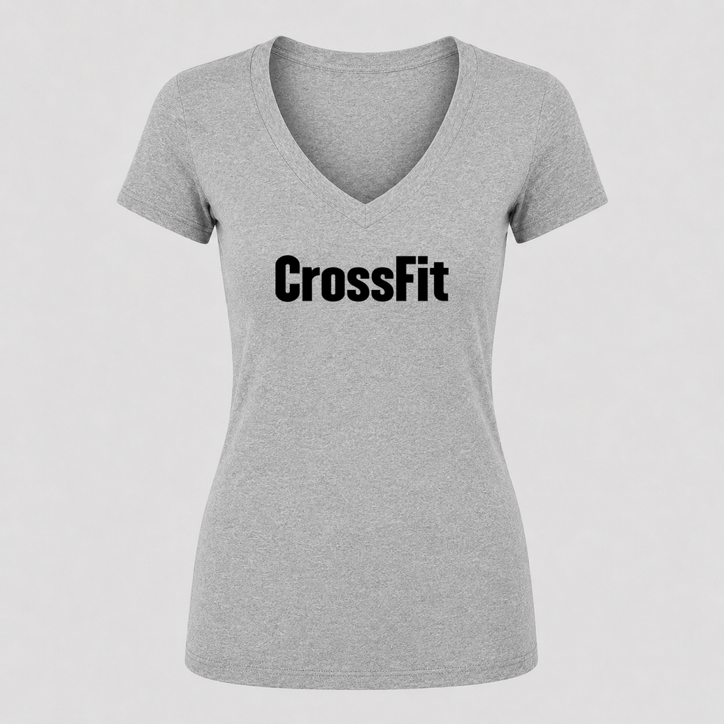 Women's CrossFit V Neck T-Shirt in gray