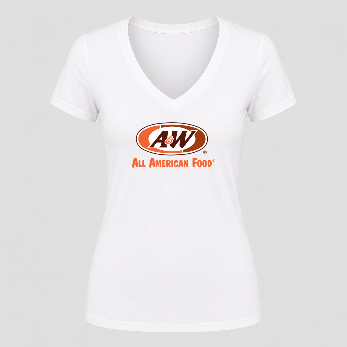 Women's A&W V Neck T-Shirt in white