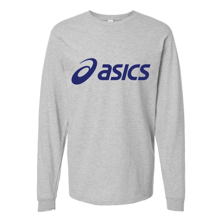 Men's Asics-Logo-1536x864 Long sleeves Cotton Blend T-Shirt - Gray