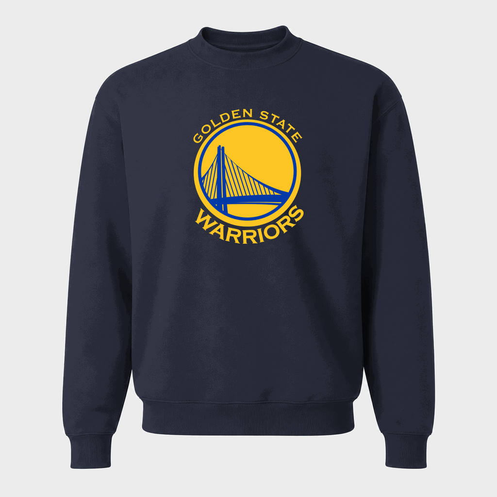 Men's Golden State Warriors Yellow Logo Crewneck Sweatshirt - Navy