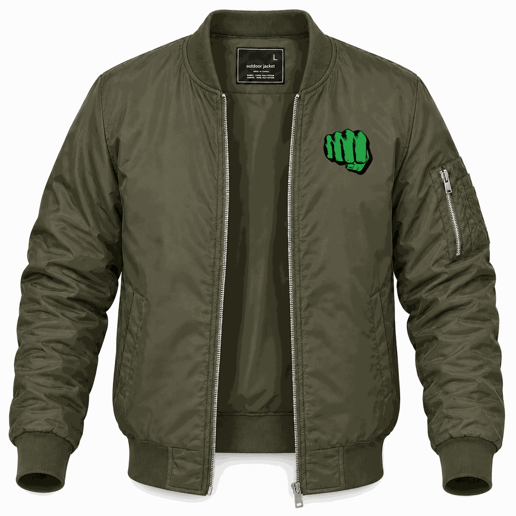 Men's Hulk Punch Lightweight Bomber Jacket - Army Green