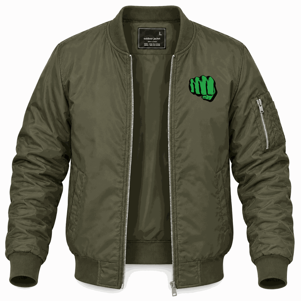 Men's Hulk Punch Lightweight Bomber Jacket - Army Green