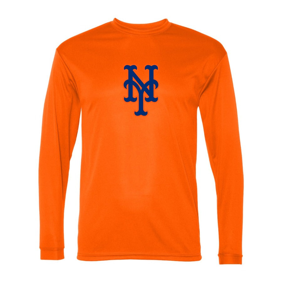 Men's New York Mets Polyester Long Sleeve T-Shirt - Orange