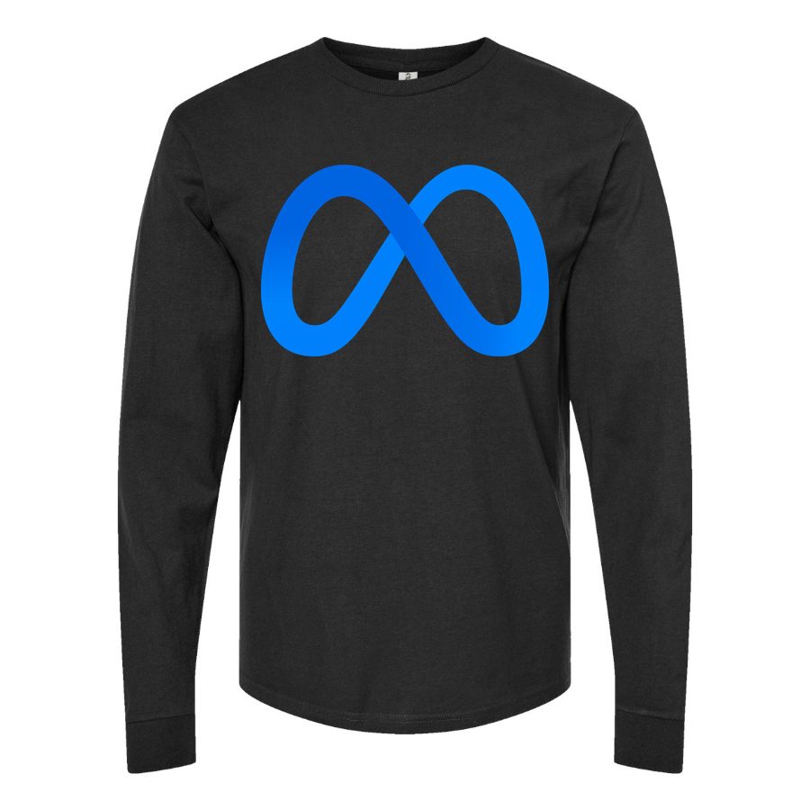 Men's Meta Logo Long sleeves Cotton Blend T-Shirt - Black