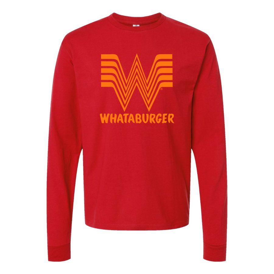 Men's whataburger-logo-png-transparent Long sleeves Cotton Blend T-Shirt - Red