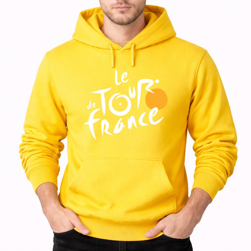 Men's Tour de France White Pullover Hoodie - Yellow