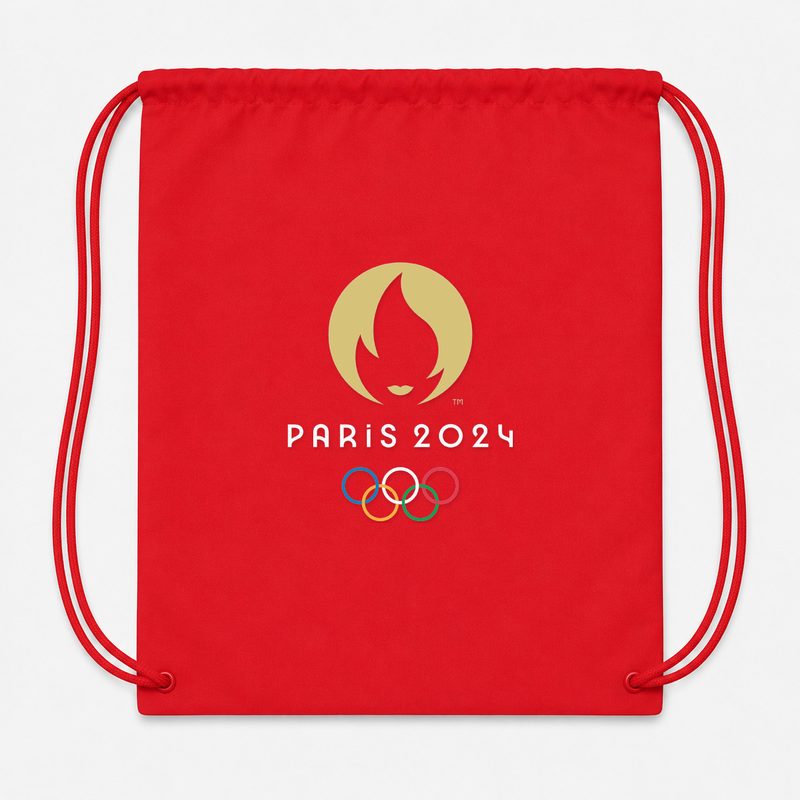 Olympics 2024 Paris White Drawstring Bag - Red