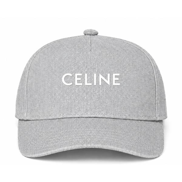 Celine White Logo Gray Dad Baseball Cap Hat