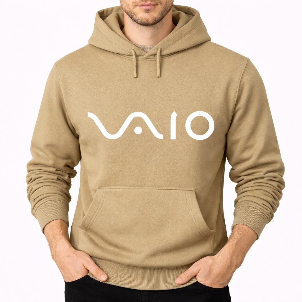 Men's Sony Vaio Curvy White Pullover Hoodie - Tan