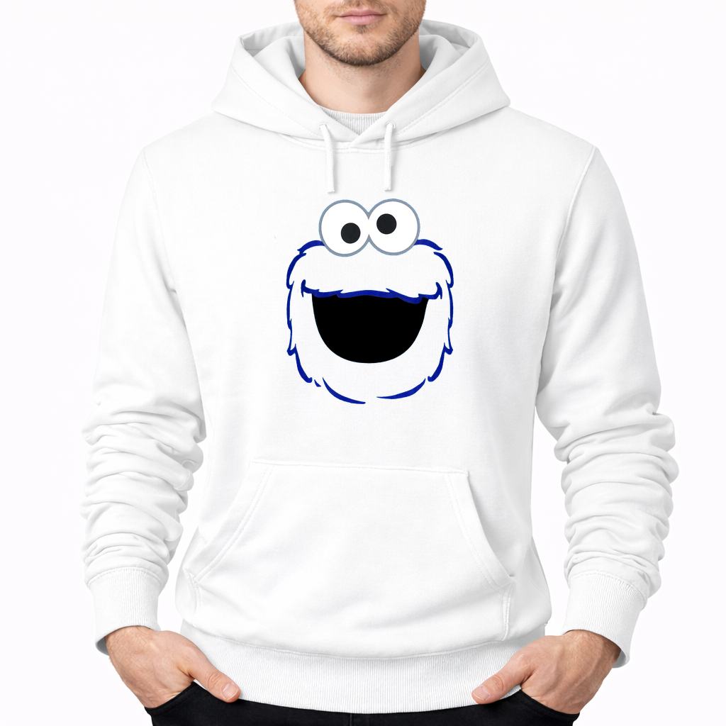 Men's Cookie Monster Pullover Hoodie - White