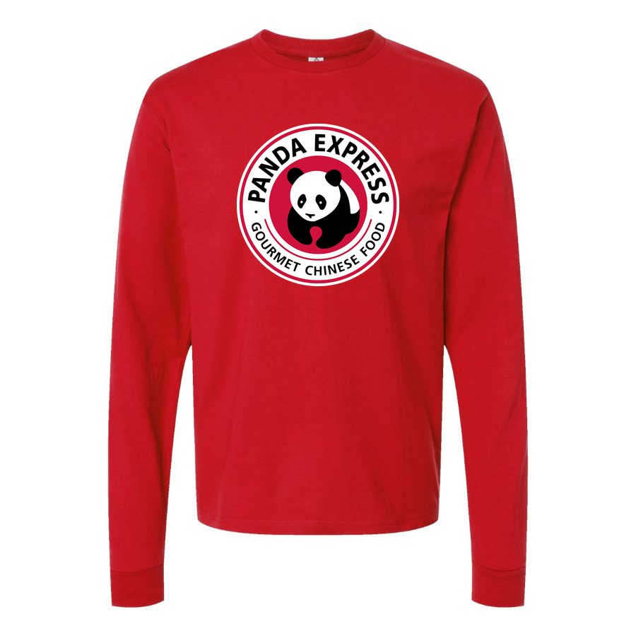 Men's panda-express-logo-1-logo-png-transparent Long sleeves Cotton Blend T-Shirt - Red