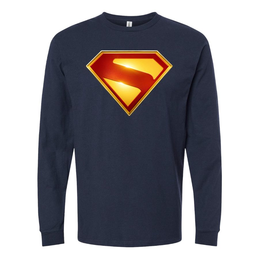 Men's Superman 2025 Long sleeves Cotton Blend T-Shirt - Navy