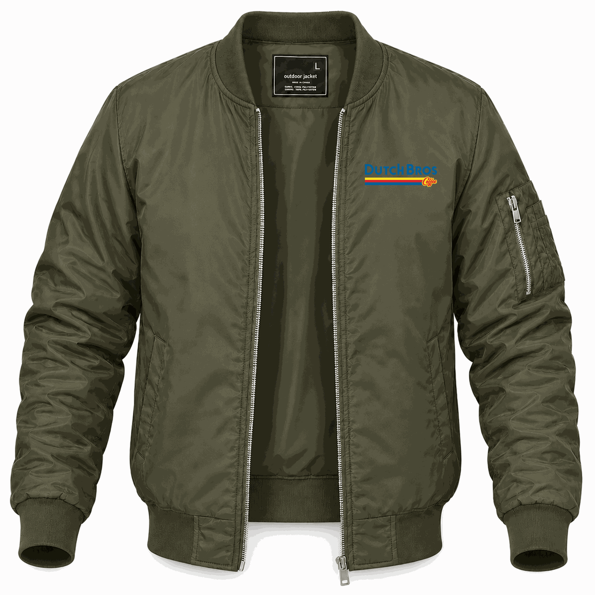 Men's Dutch Bros Coffee Lightweight Bomber Jacket - Army Green