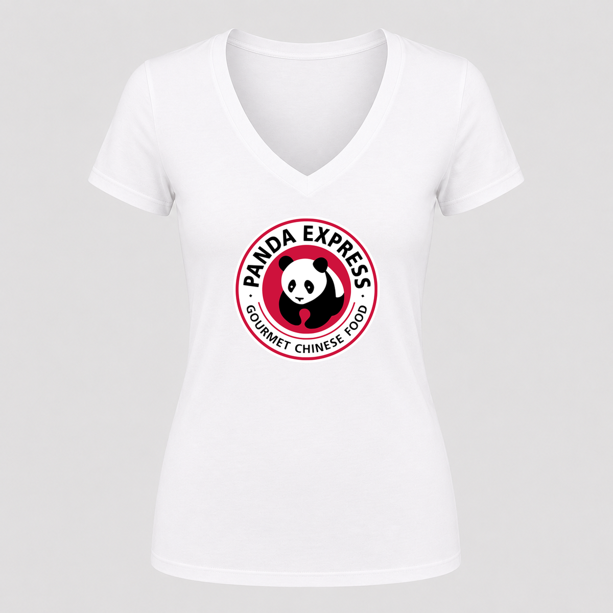 Women's Panda Express V Neck T-Shirt in white