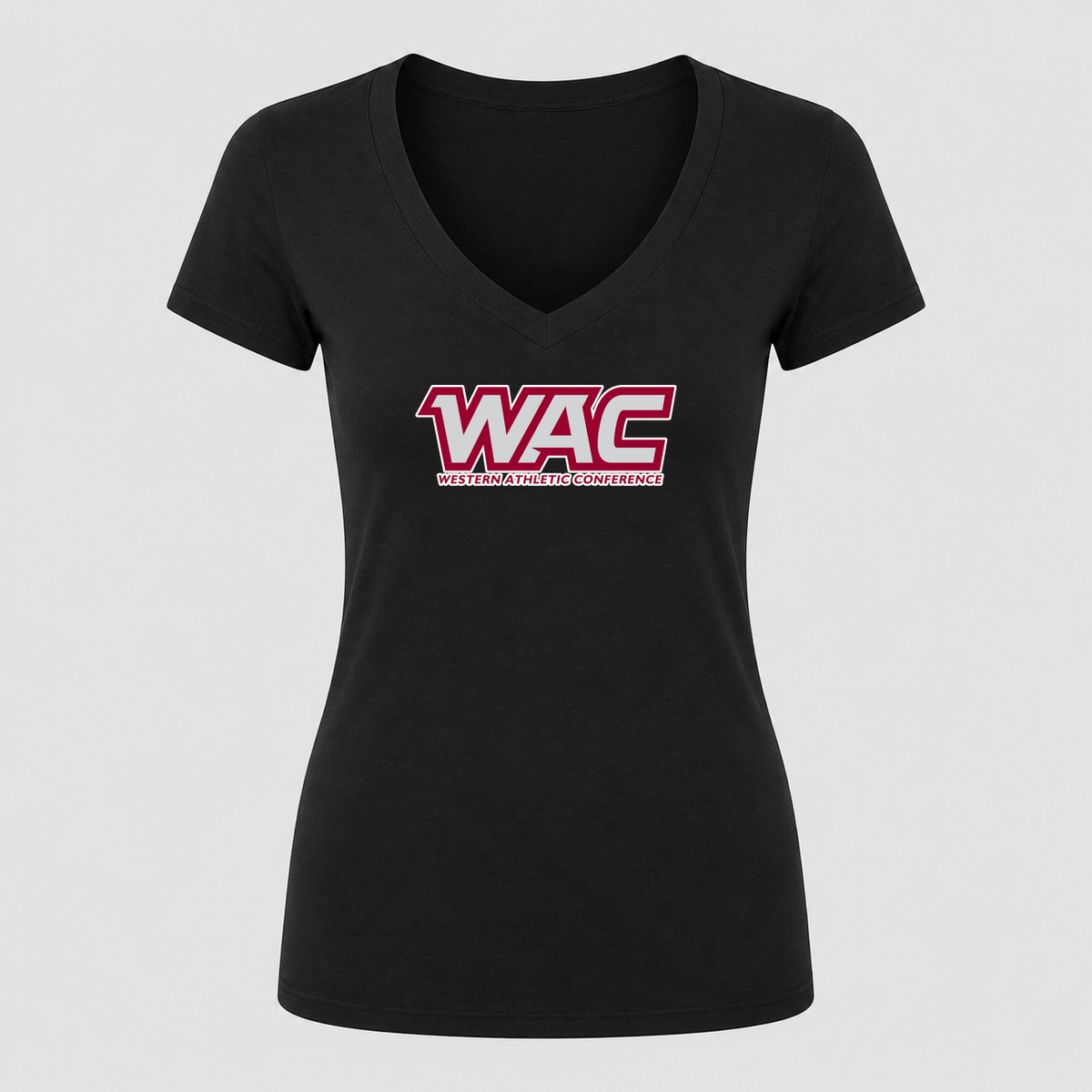 Women's Western Athletic Conference Alternate Design V Neck T-Shirt in black