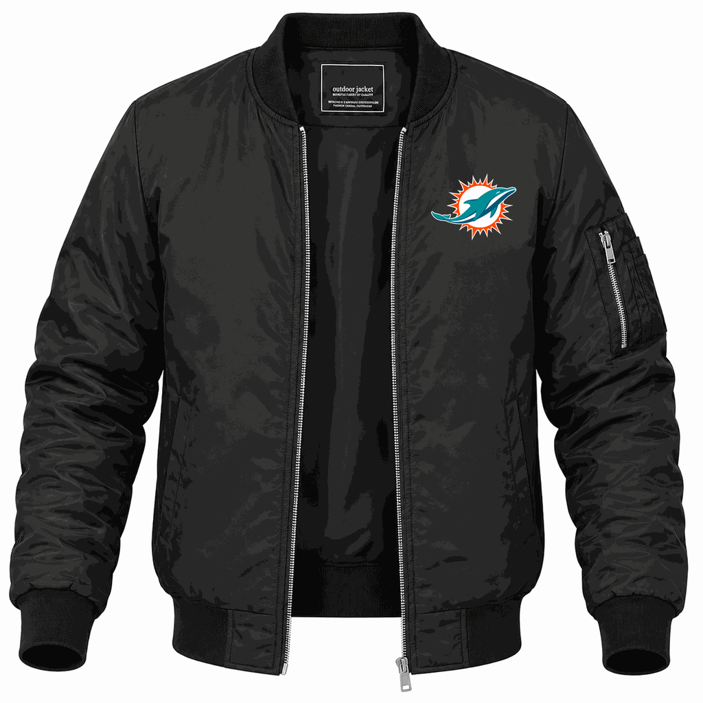 Men's Miami Dolphins Lightweight Bomber Jacket - Black