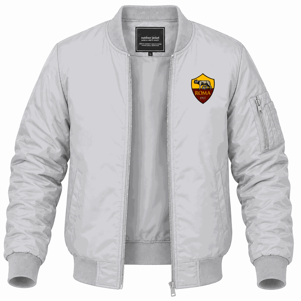 Men's AS Roma FC Lightweight Bomber Jacket - Gray