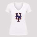 Women's New York Mets V Neck T-Shirt in white