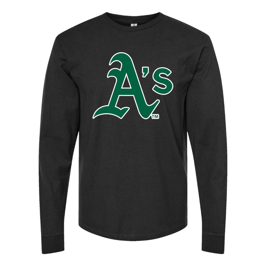 Men's Oakland Athletics Long sleeves Cotton Blend T-Shirt - Black