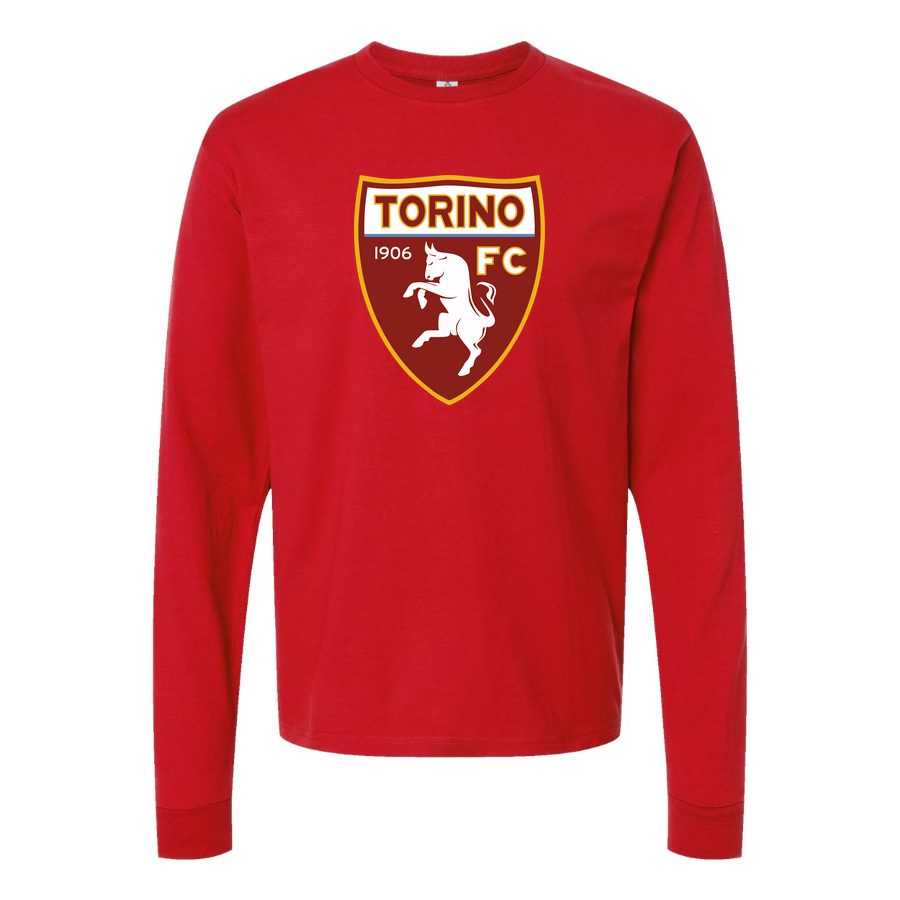 Men's Torino Soccer Logo Long sleeves Cotton Blend T-Shirt - Red