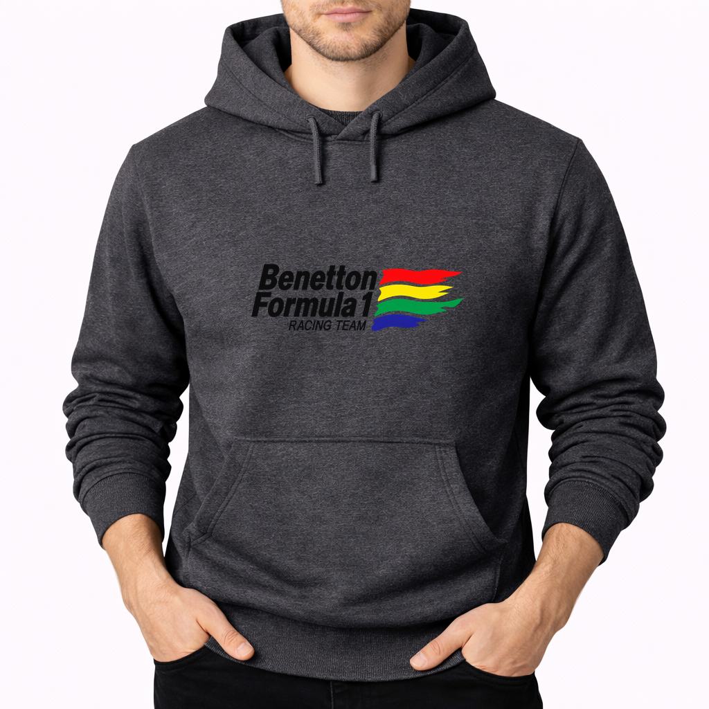 Men's Benetton Formula 1 Racing Team Pullover Hoodie - Charcoal