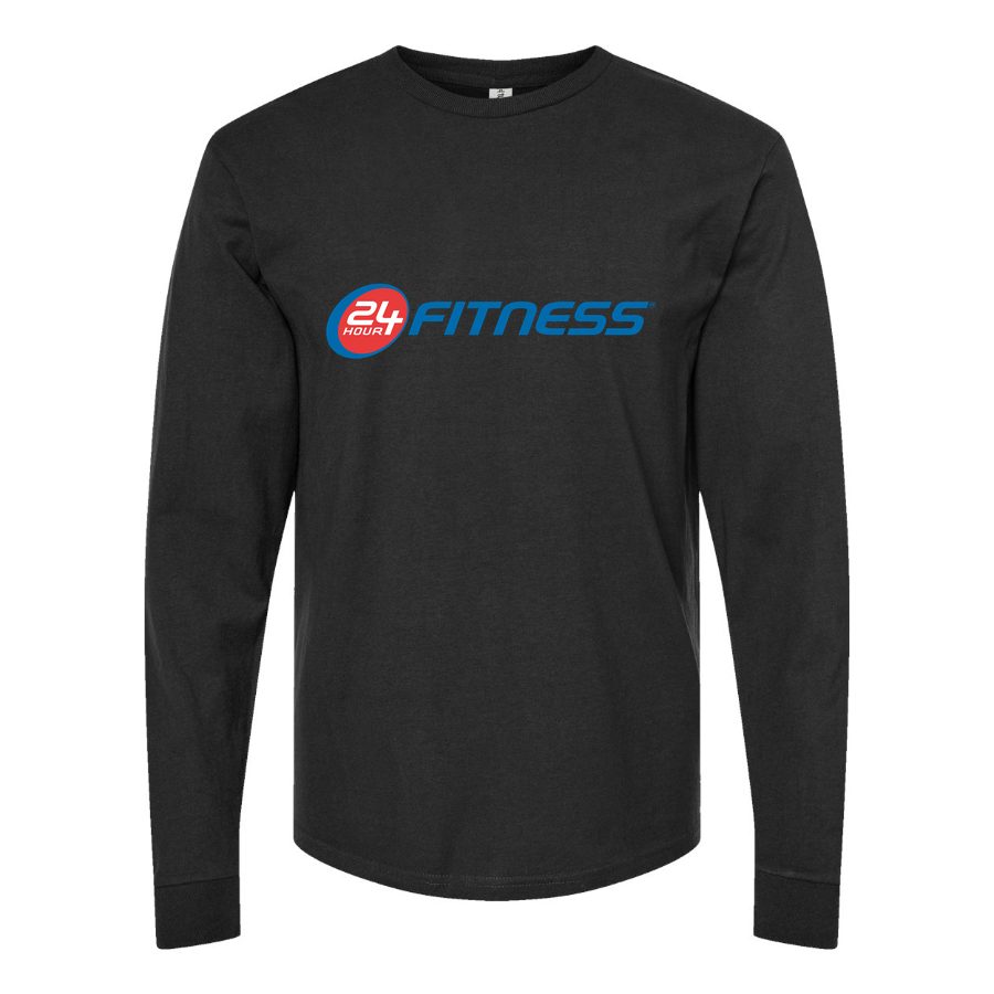 Men's 24-Hour-Fitness-logo-1536x901 Long sleeves Cotton Blend T-Shirt - Black