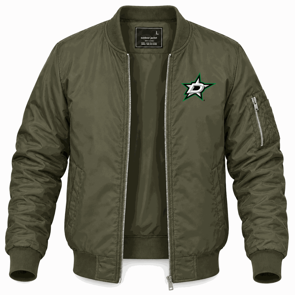 Men's Dallas Stars Lightweight Bomber Jacket - Army Green