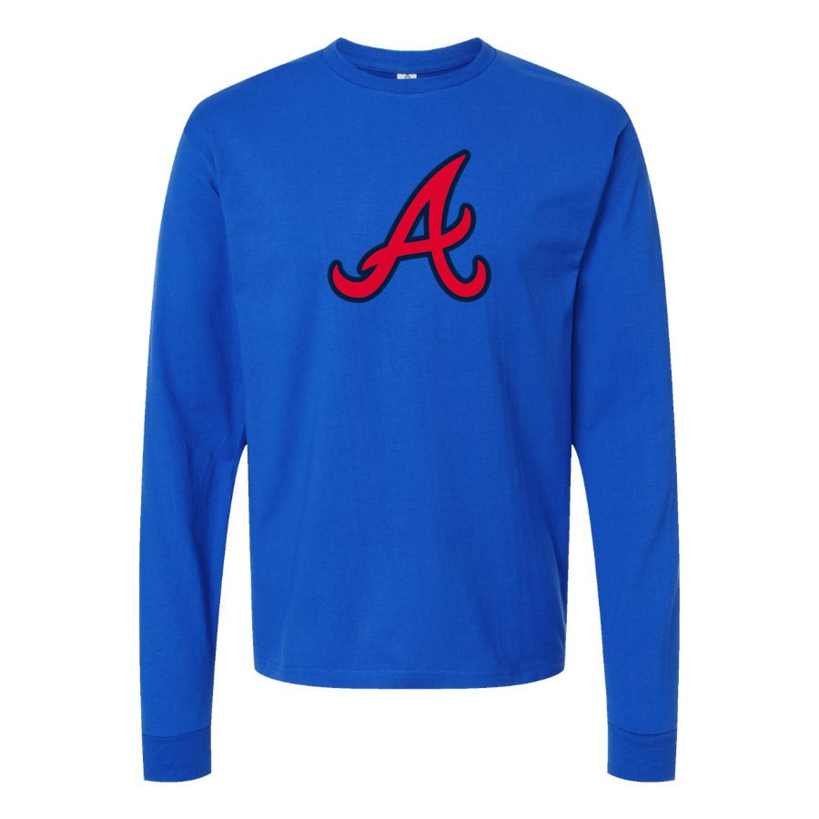 Men's Atlanta Braves Long sleeves Cotton Blend T-Shirt - Blue