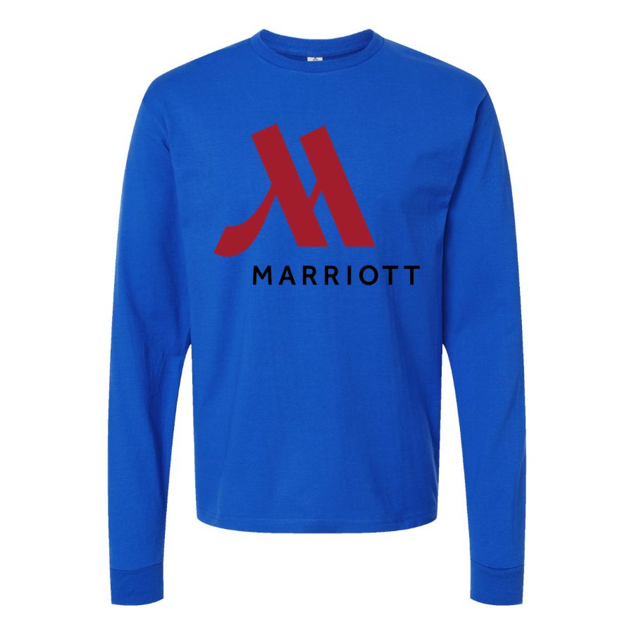 Men's Marriott-logo-1536x864 Long sleeves Cotton Blend T-Shirt - Blue