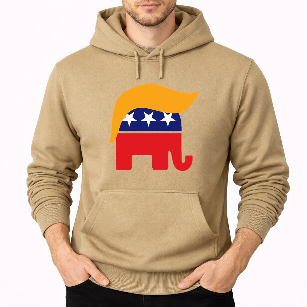 Men's Donald Trump GOP Elephant Pullover Hoodie - Tan