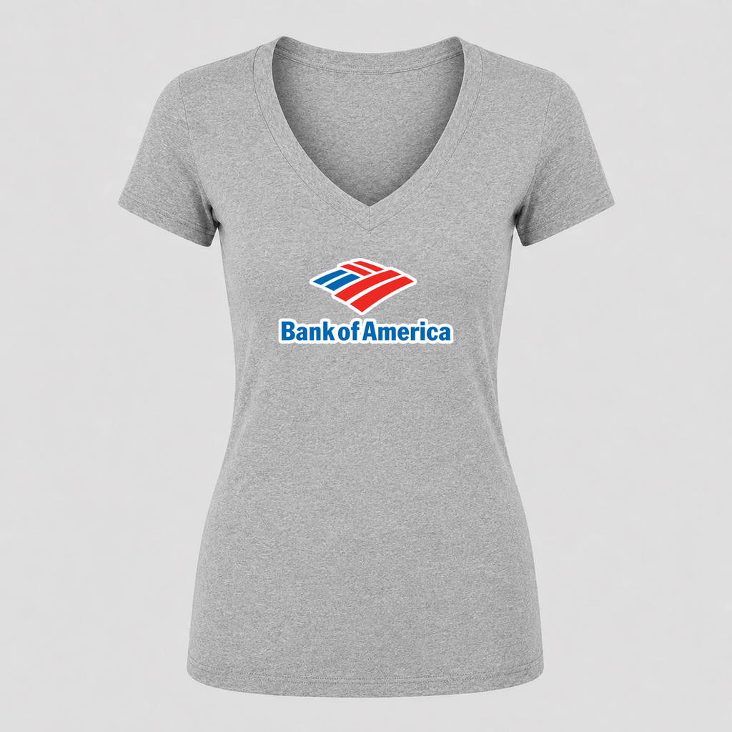 Women's Bank of America V Neck T-Shirt in gray