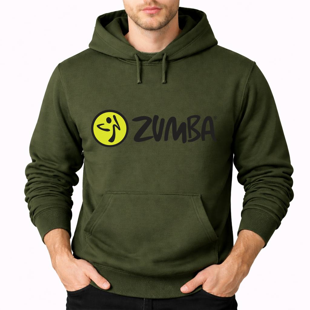 Men's Zumba Fitness Pullover Hoodie - Army Green