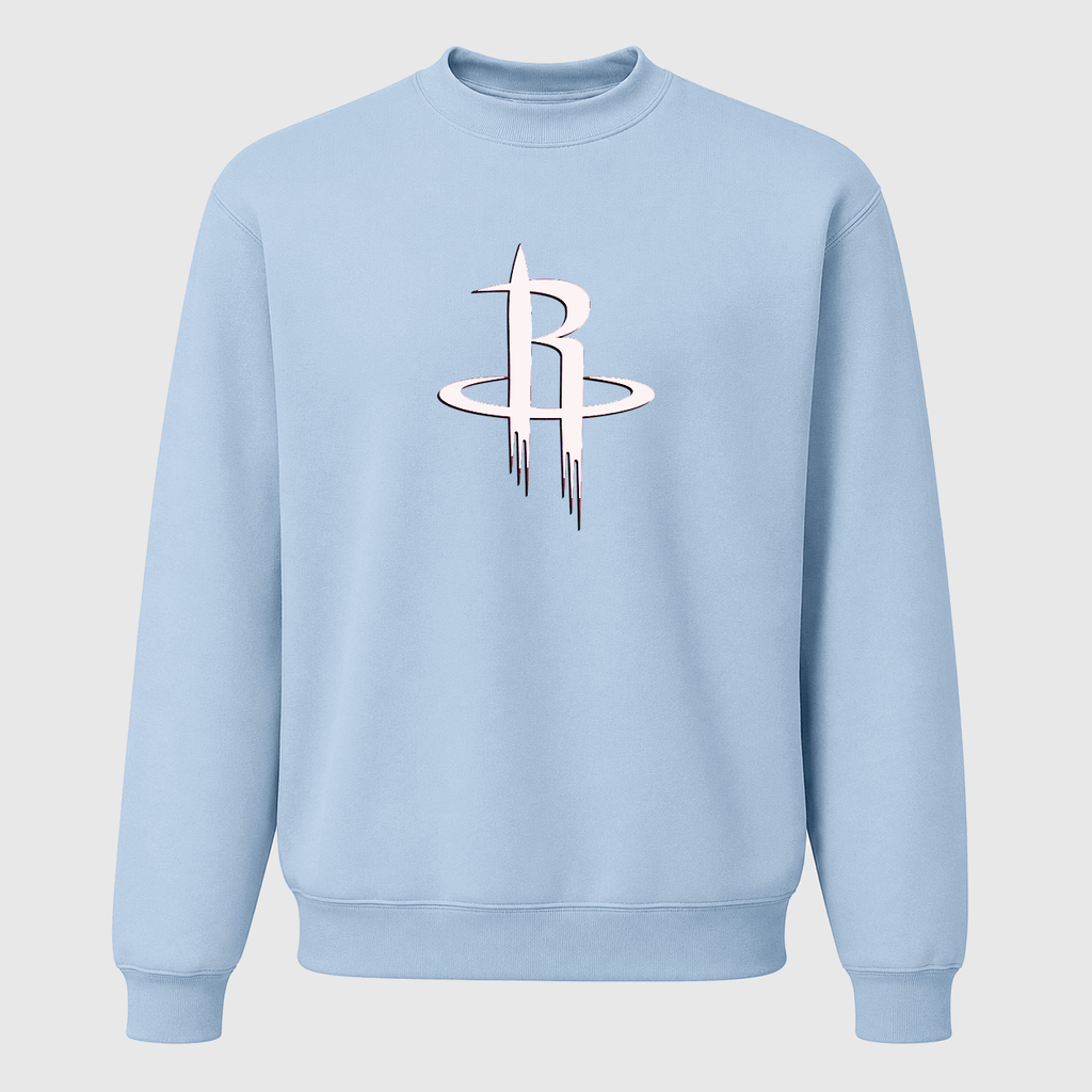 Men's Army Green Houston Rockets Crewneck Sweatshirt - Sky Blue