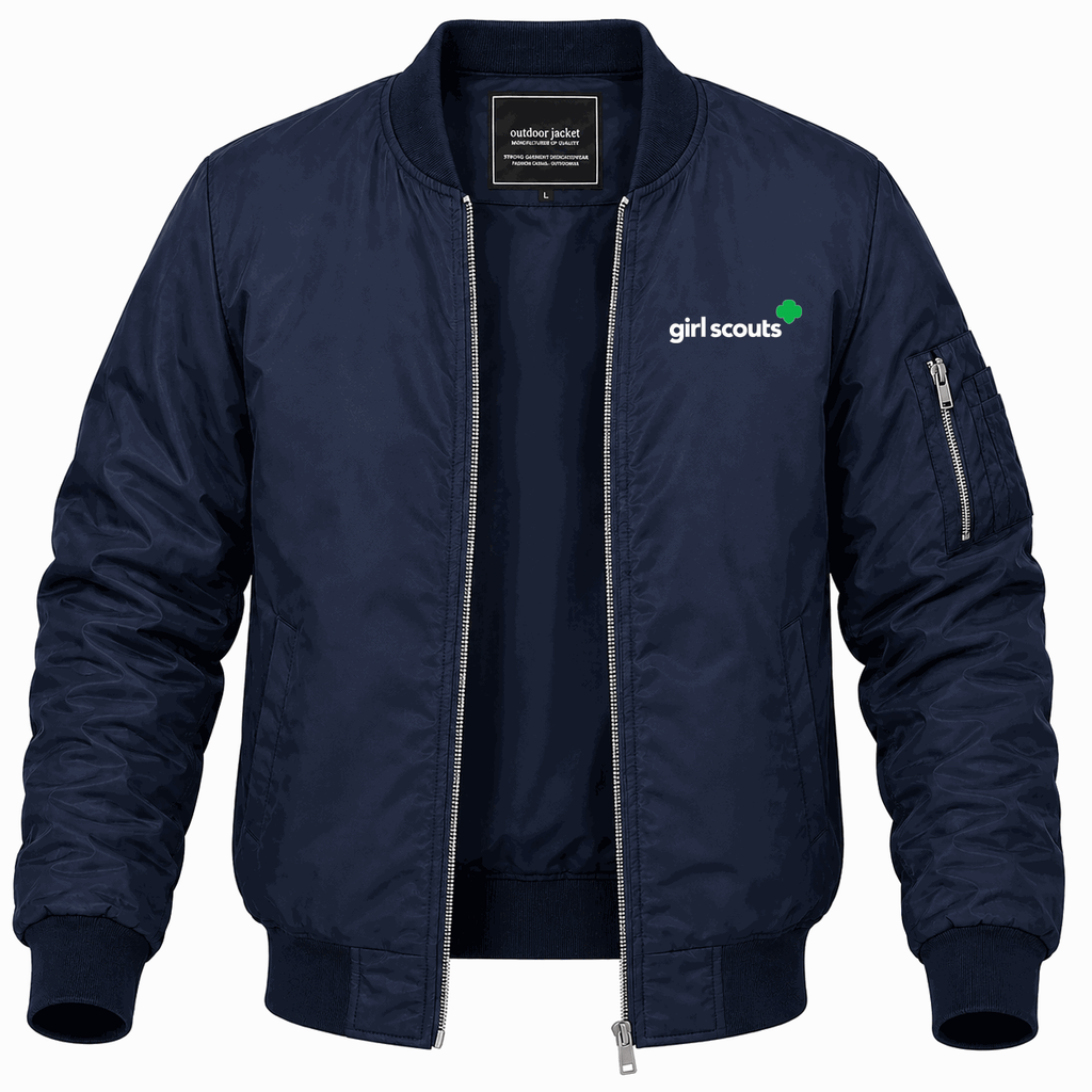 Men's Girl Scouts White Lightweight Bomber Jacket - Navy