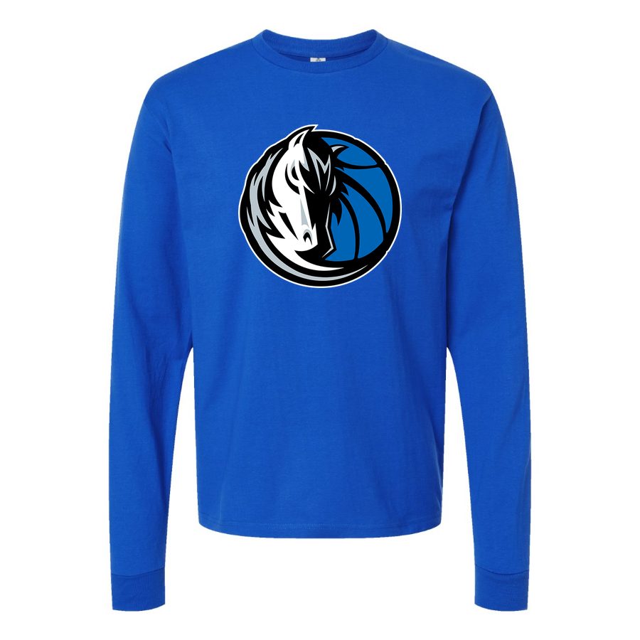 Men's Dallas Mavericks Long sleeves Cotton Blend T-Shirt - Blue